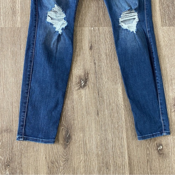HOLLISTER women’s high rise skinny jeans size 15L 32x31 dark wash distressed - Picture 4 of 7